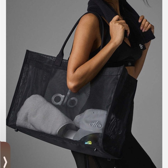 ALO Yoga Black Tote Sheer Tote Bag - Picture 1 of 5